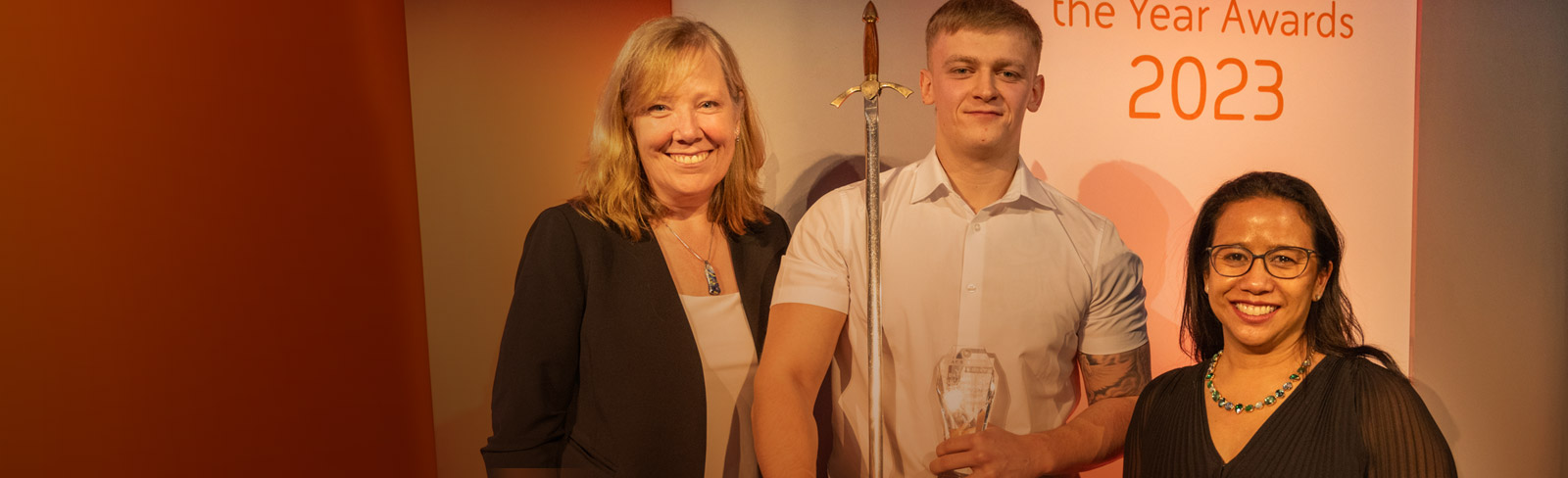 BAE Systems Apprentice of the year Oliver with Group HR Director, Tania Gandamihardja and Liz Pollard, Managing Director of Shared Services
