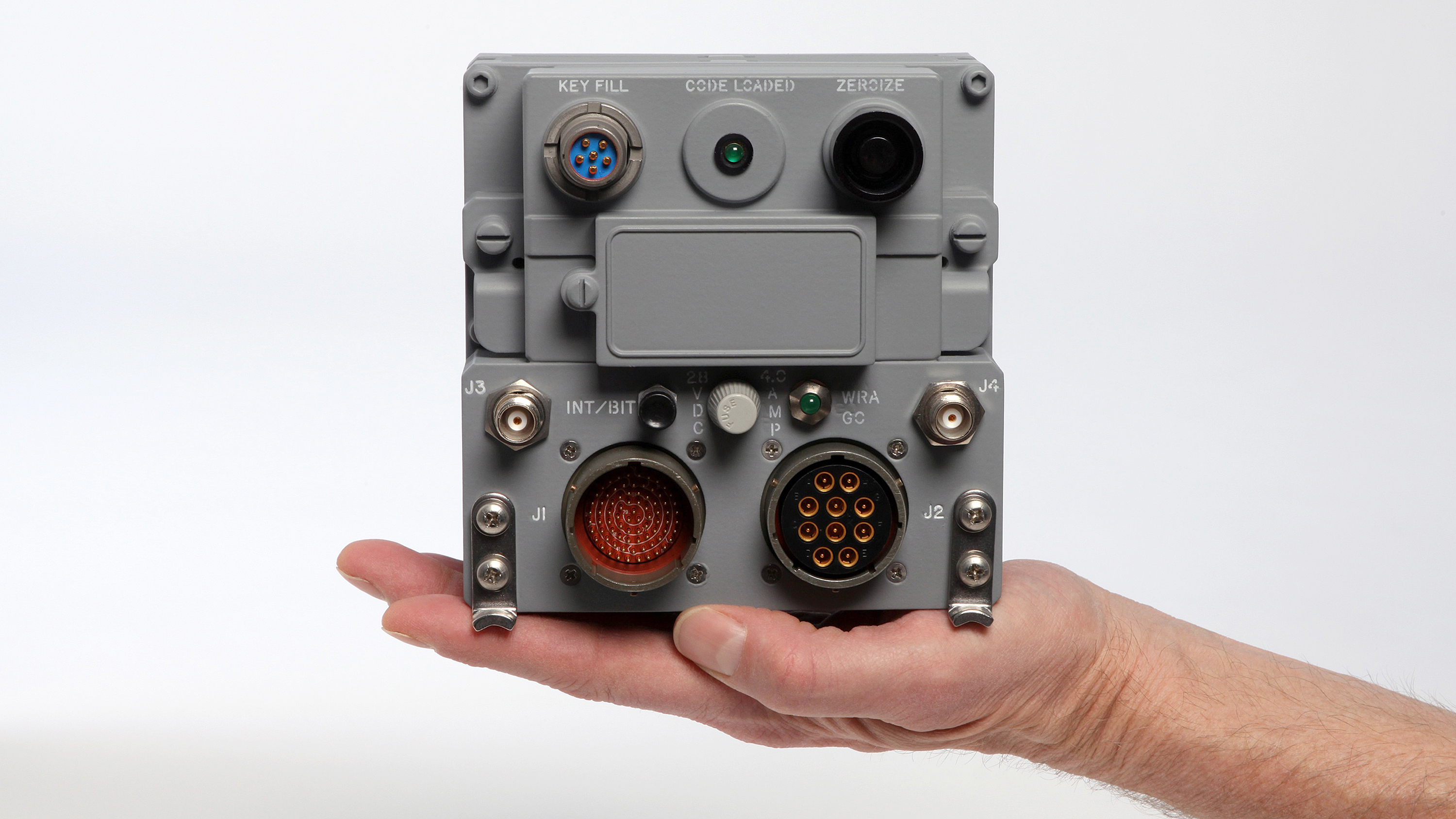 BAE Systems’ Reduced Size Transponder, which fits into the palm of a hand, is used to identify aircraft and ships as friendly forces,  reducing the risk of fratricide.