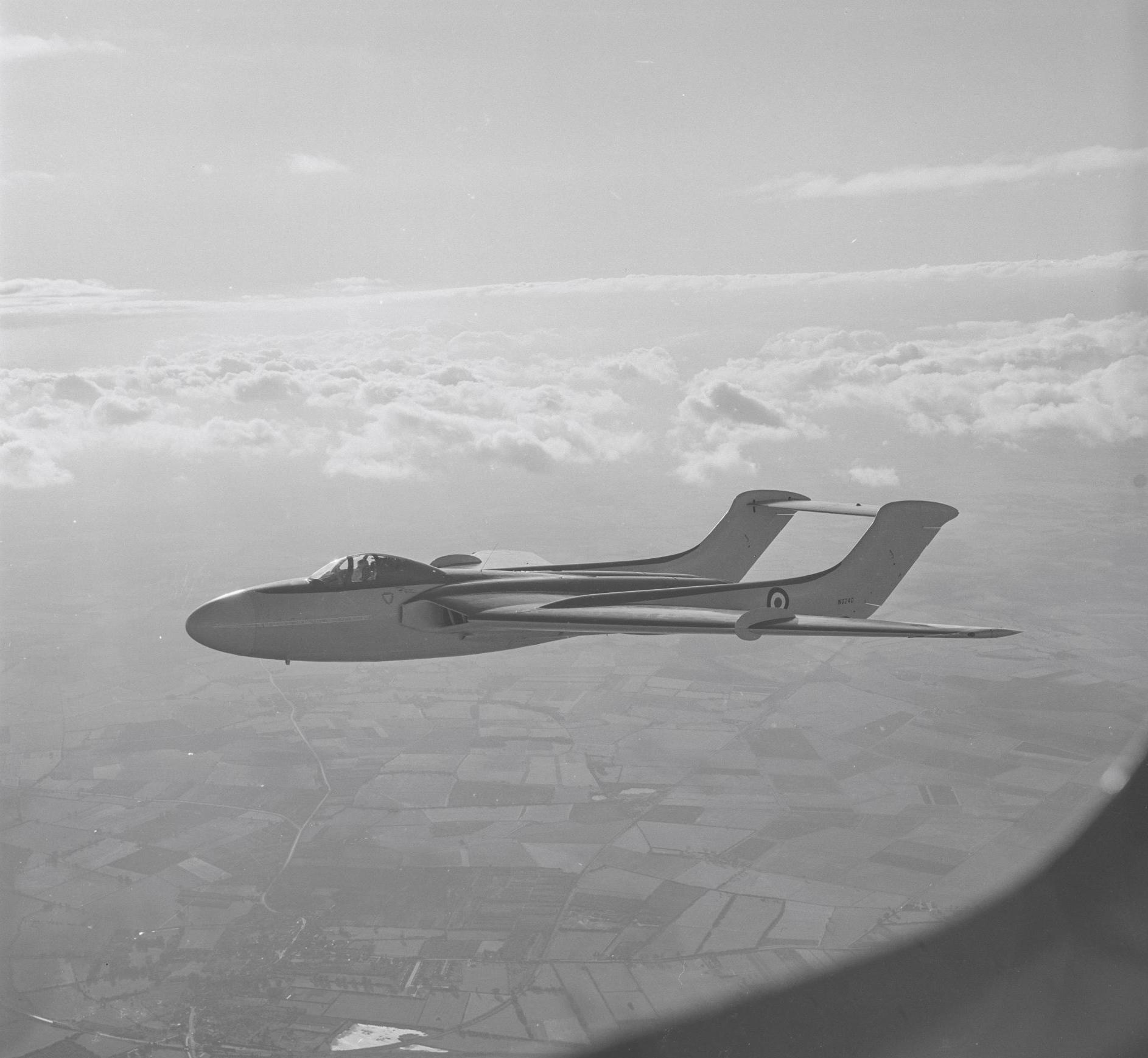 Second prototype de Havilland DH.110 Sea Vixen (WG240) in flight, 2nd September 1953.