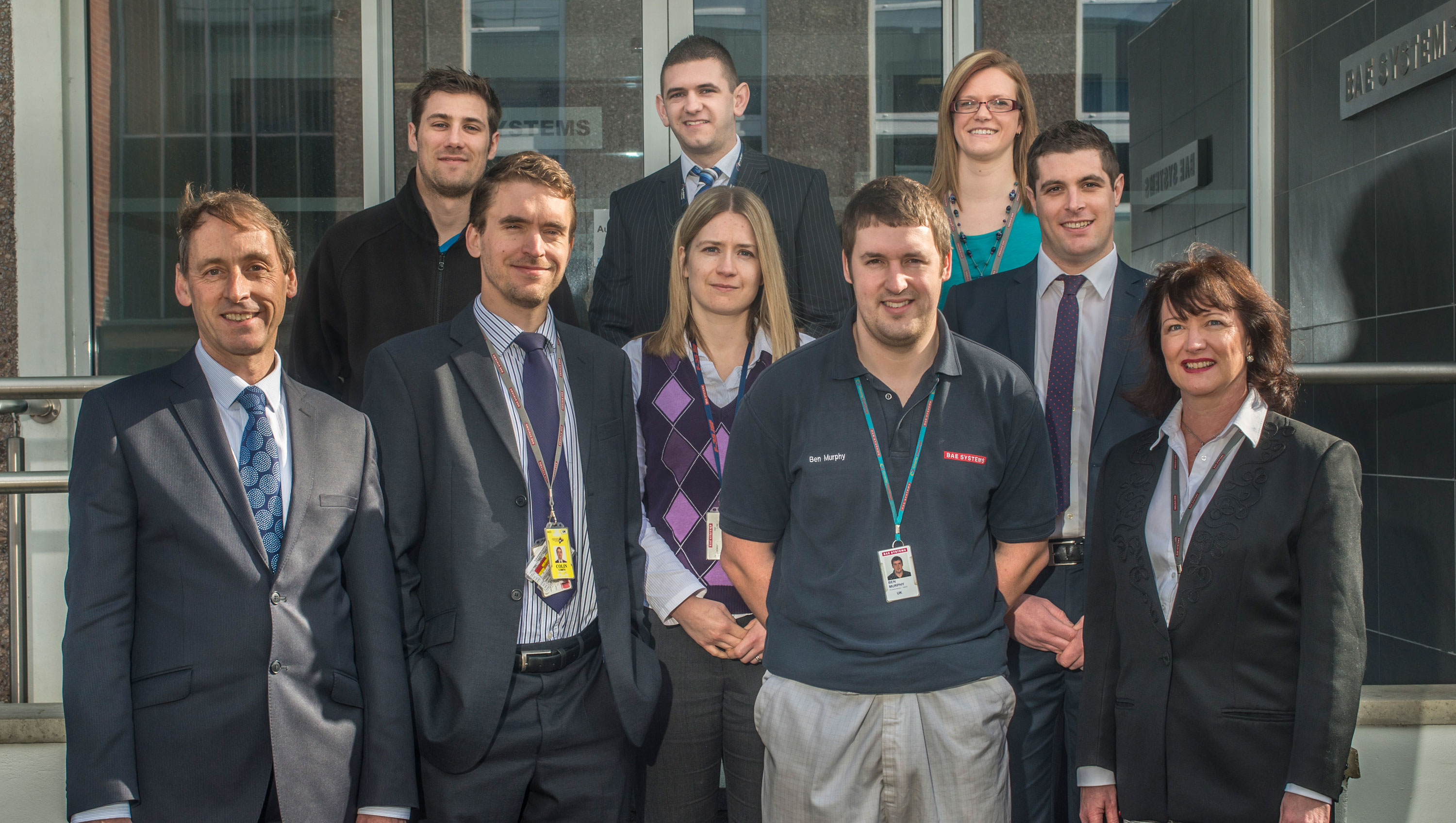 The seven MSc Bursary Scheme scholars with Martin rushton, Central Engineering Director and Scheme Manager, Dawn Rayson