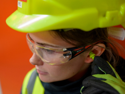 A Pipe fitter at work for BAE Systems