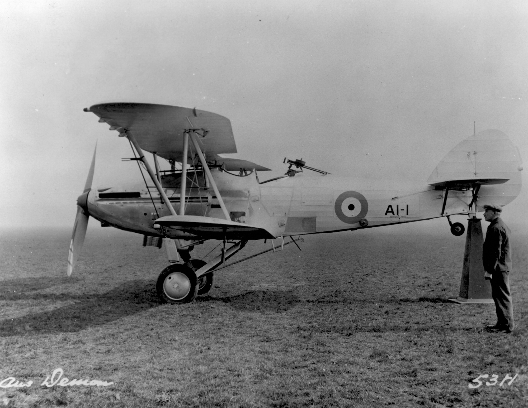 Hawker Demon, ground view at Brooklands, 1930s. Ref Hawker Neg 53H.