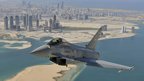 Typhoon in flight over Abu Dhabi, United Arab Emirates.