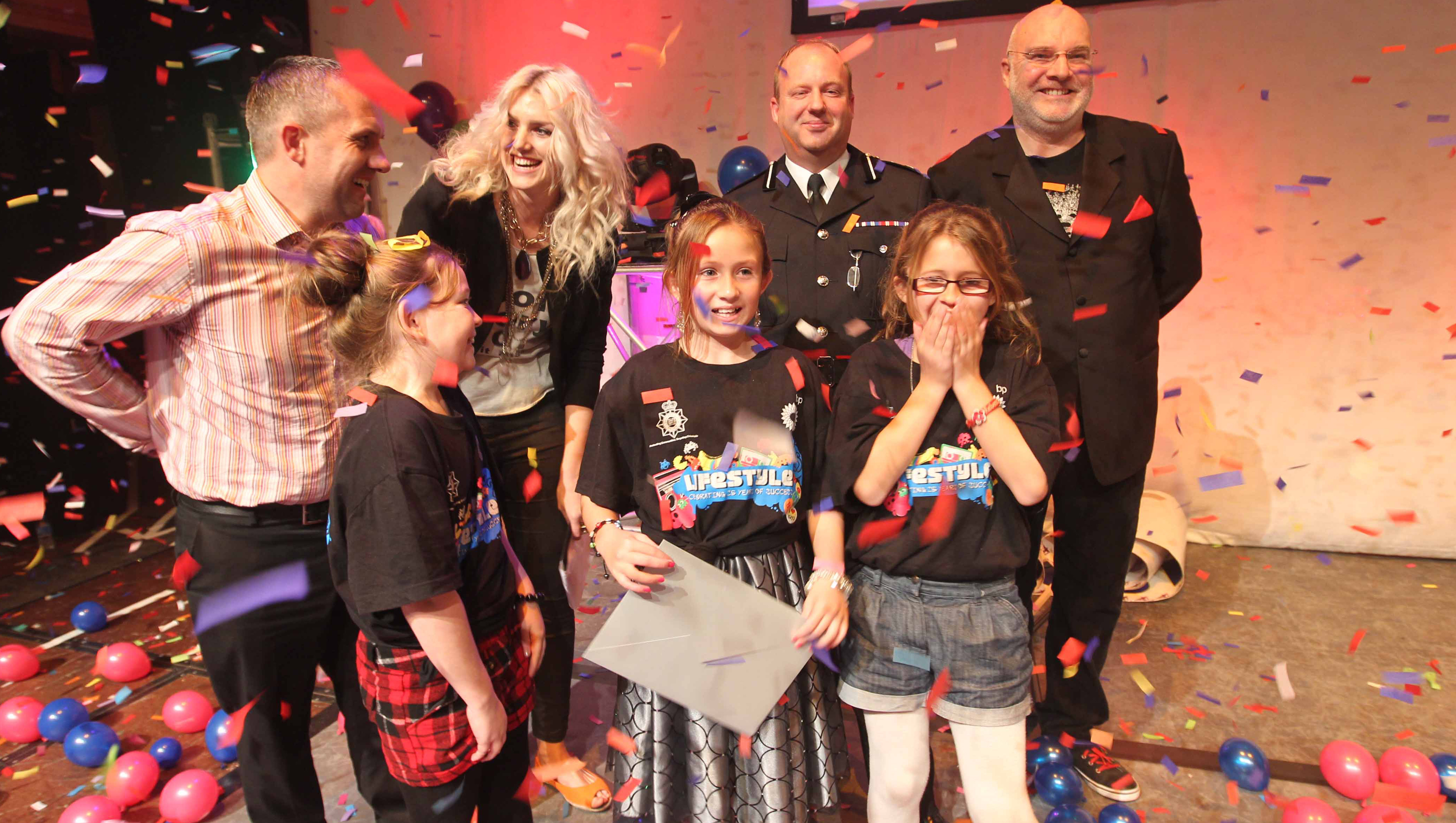 Evie, Latisha and Rebecca celebrate their win at the awards evening