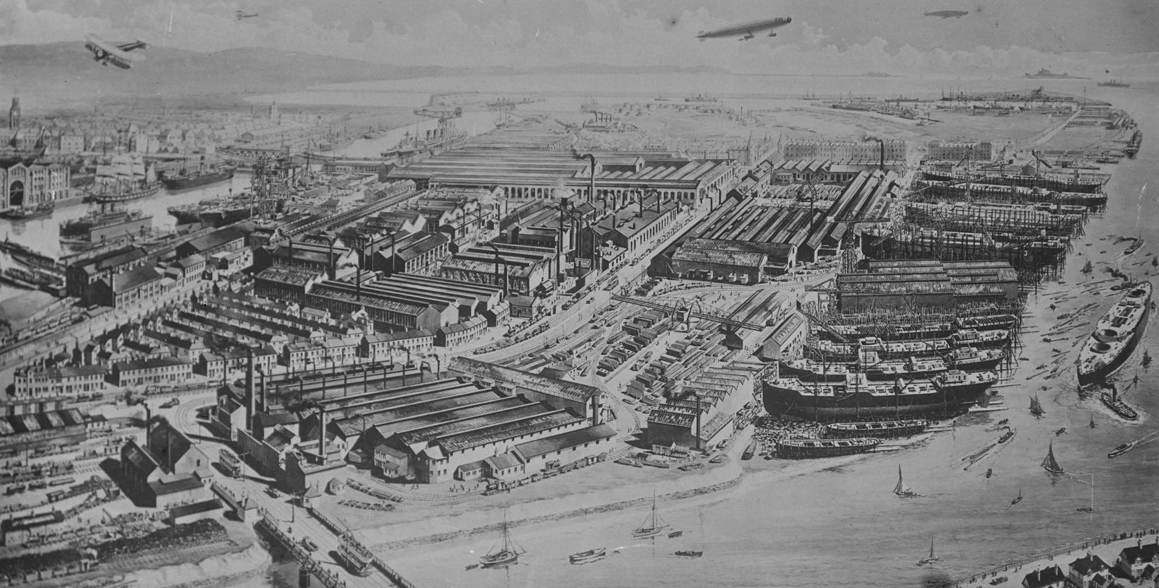 Vickers Works, Barrow, from a drawing, early 20th century.
