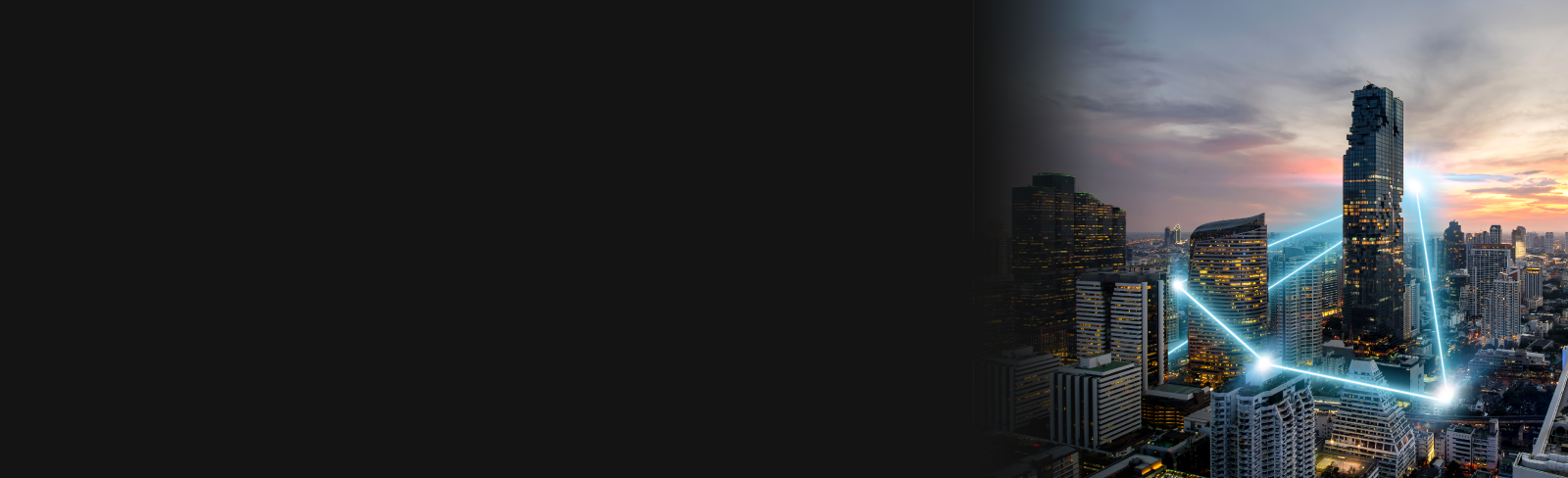 Cityscape with digital lines