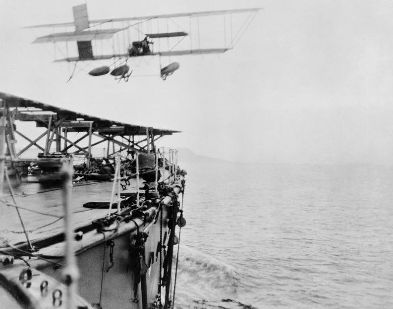 Commander C Samson of the Royal Naval Air Service took off from HMS HIBERNIA in his modified Shorts S.38 "hydro-aeroplane" to be the first pilot to take off from a ship underway at sea, 4th June 1912.