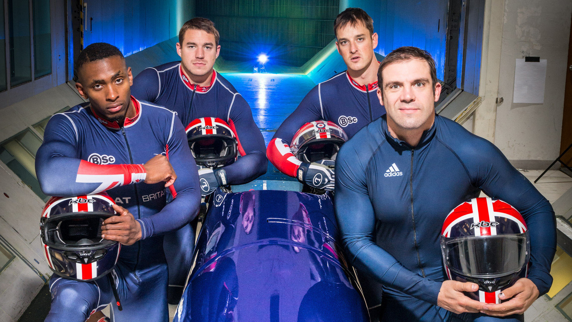 GB bobsleigh team in the Warton wind tunnel