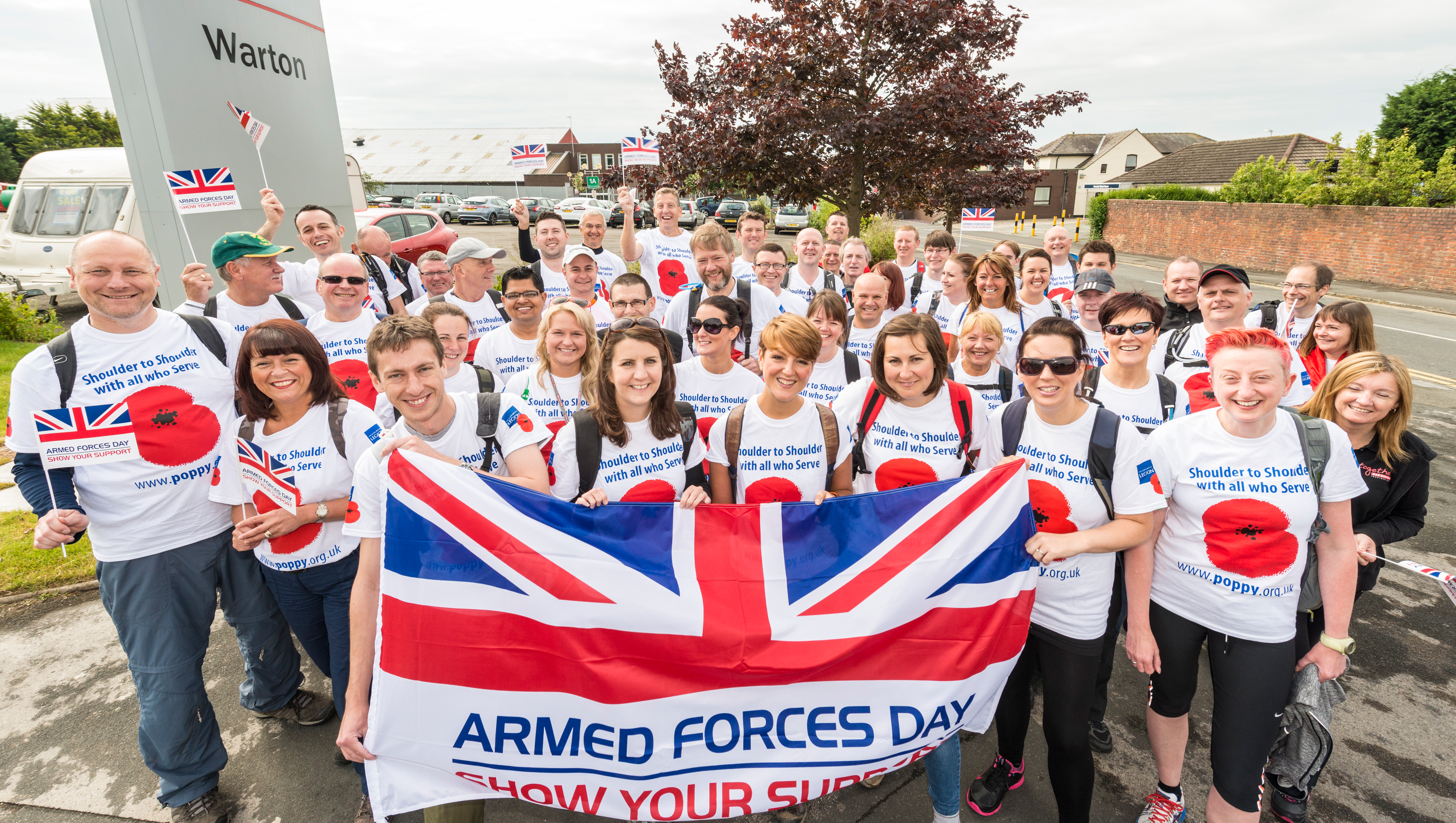 Employees about to start the site to site Honour Walk