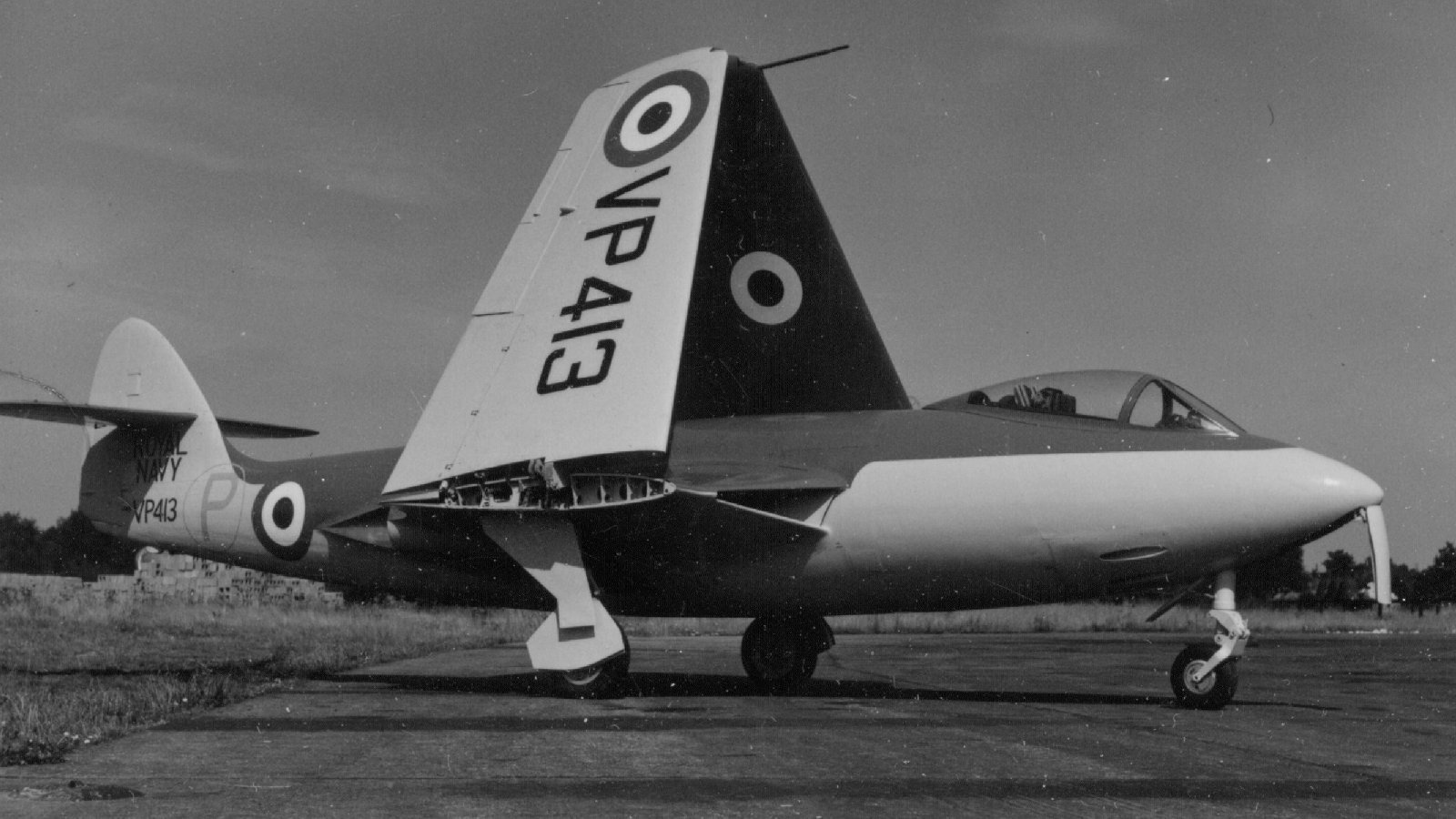 Hawker Sea Hawk Mk1 on ground with folded wings Hawker Sea Hawk Mk1 on ground with folded wings