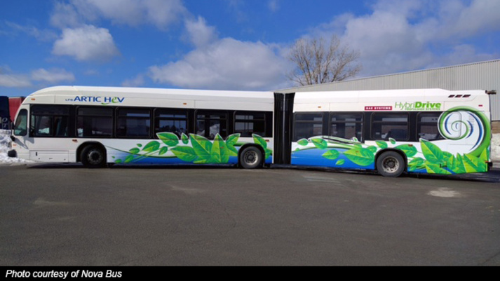 Photo of Nova Bus with a HDS300 hybrid-electric propulsion system for articulated buses Photo of Nova Bus with a HDS300 hybrid-electric propulsion system for articulated buses