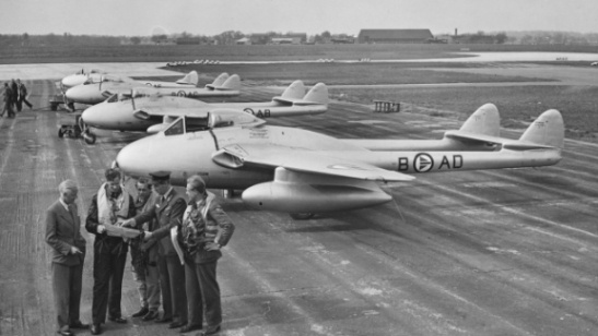 DH100 Vampire FB.Mk3 4 aircraft for Nowegian AF on ground DH100 Vampire FB.Mk3 4 aircraft for Nowegian AF on ground