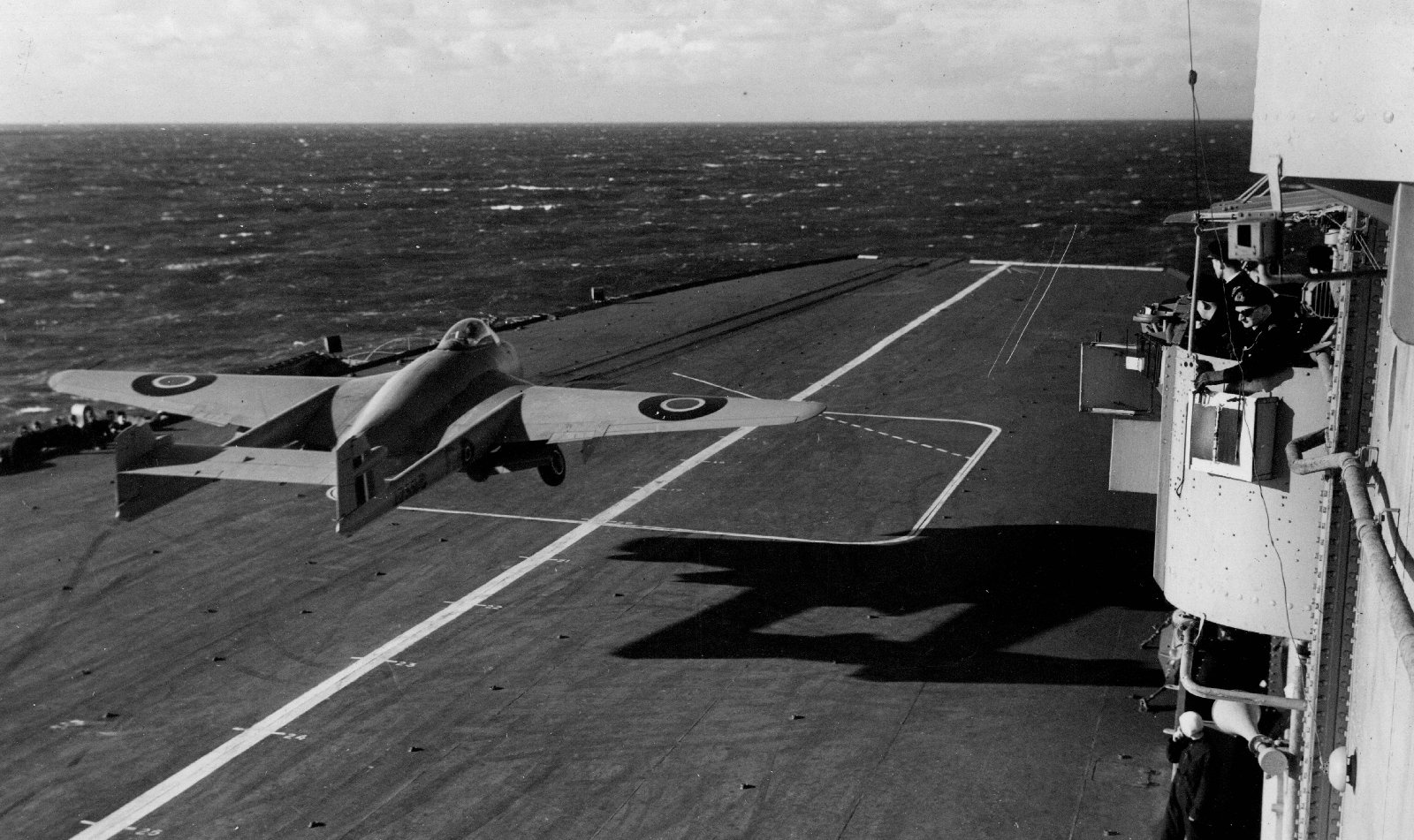 DH100 Sea Vampire F1 landing on HMS Ocean 3rd December 1945 DH100 Sea Vampire F1 landing on HMS Ocean 3rd December 1945