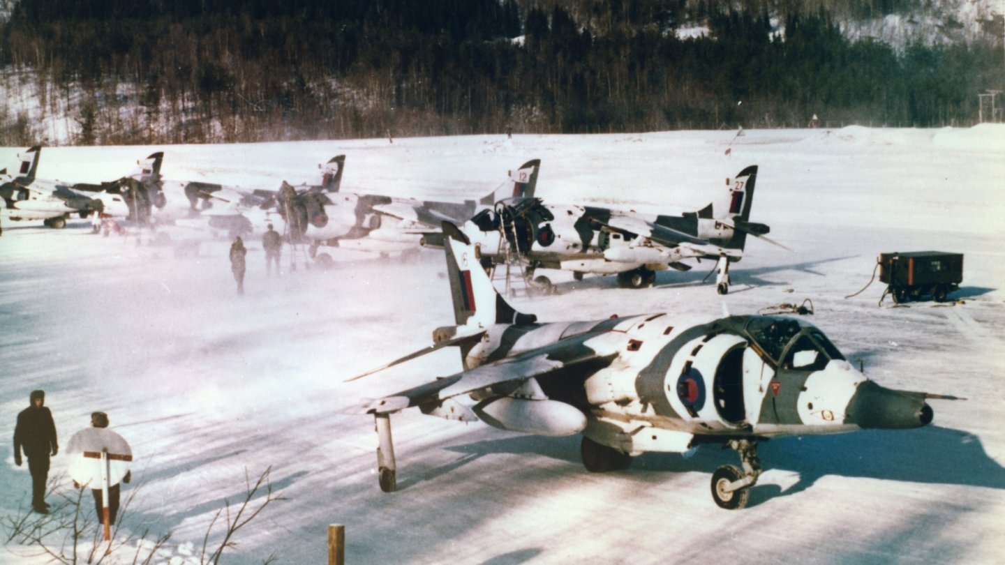 Hawker Harrier GR3 RAF on cold weather exercise in Norway Hawker Harrier GR3 RAF on cold weather exercise in Norway