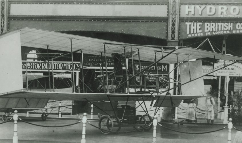 British & Colonial Zodiac Biplane at Olympia Exhibition 1910 British & Colonial Zodiac Biplane at Olympia Exhibition 1910