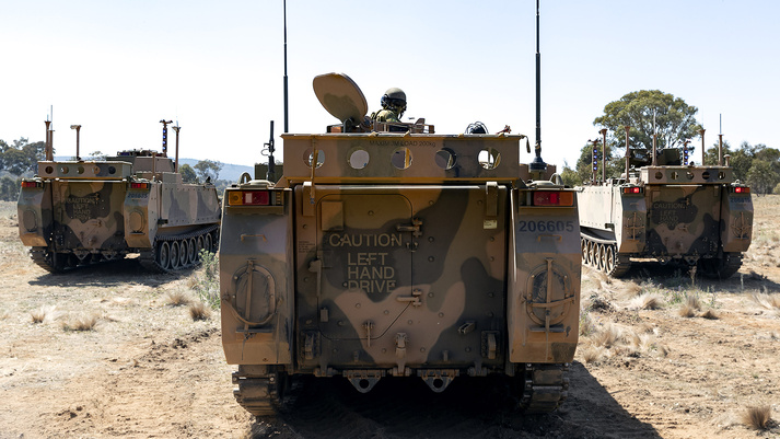 Autonomous M113s during battlefield simulation with Australian Army Autonomous M113s during battlefield simulation with Australian Army