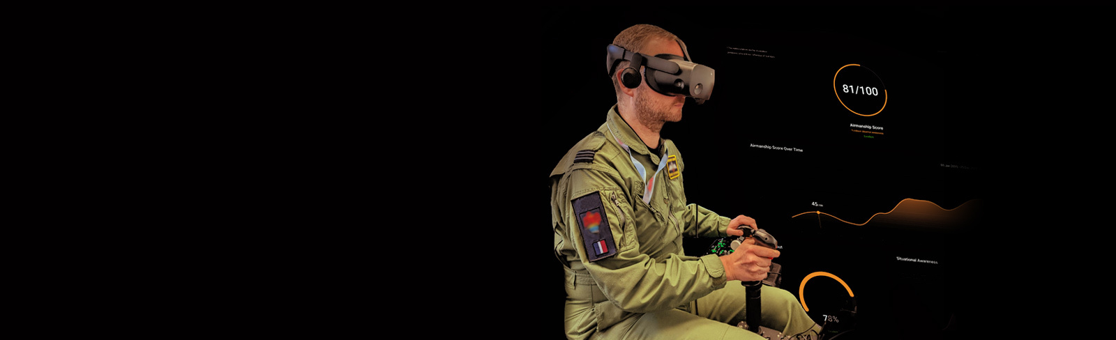 Pilot wearing VR headset