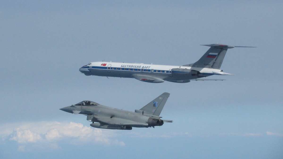 A Eurofighter Typhoon intercepts a Russian aircraft over Estonian airspace A Eurofighter Typhoon intercepts a Russian aircraft over Estonian airspace